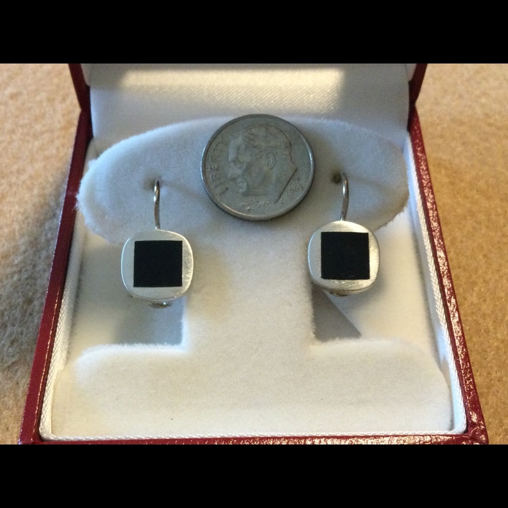 Thailand 925 Silver with Black Onyx Inset Squares